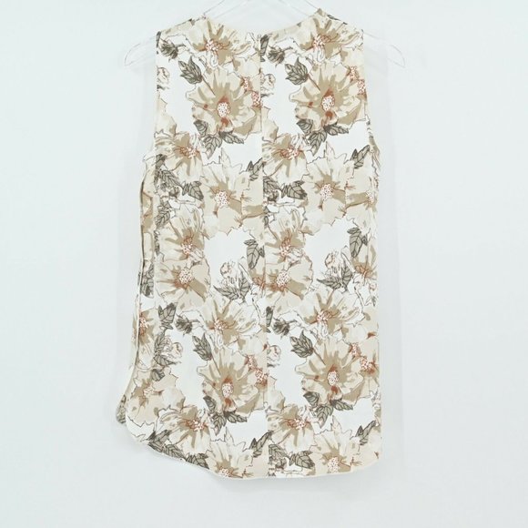 BABATON Aritzia Womens Size Medium Tan Floral Wieland Blouse Espace Desert Beige - Picture 5 of 10